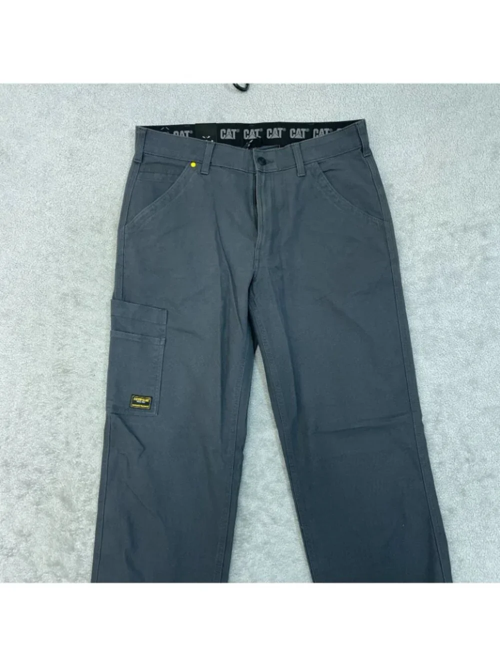 NWT CAT Men's Gray 34x34 Utility Work Canvas Pants Flex Waistband Cargo